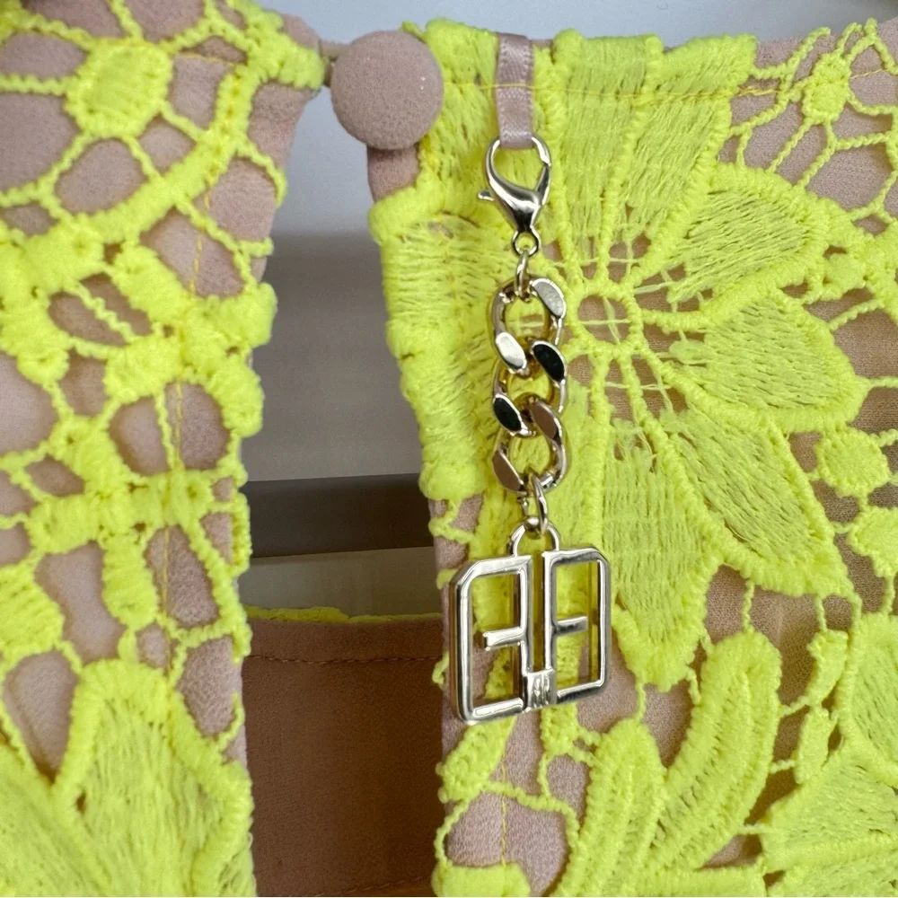 Fracomina Italian Brand Lace Cropped Top Neon Green Size Small